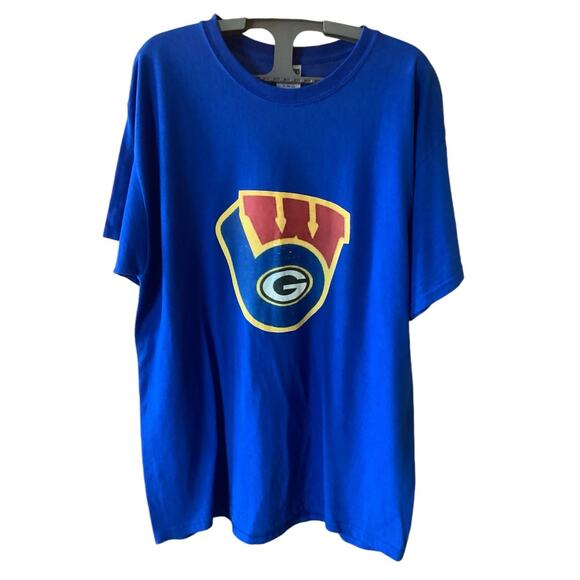 Wisconsin Badgers Jerzees Heavyweight Graphic Tee Size XL Blue - Picture 1 of 3